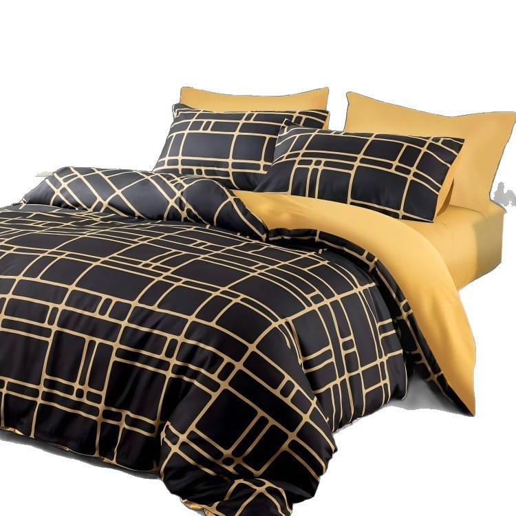 New Cross-Border Amazon Temu Aliexpress Digital Print Simple Dormitory Three-Piece Set A-Class Bed Sheet Set