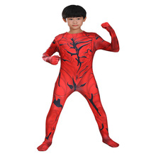 紅毒液緊身衣Venom連體衣萬聖節cosplay服裝兒童男舞台扮演出服