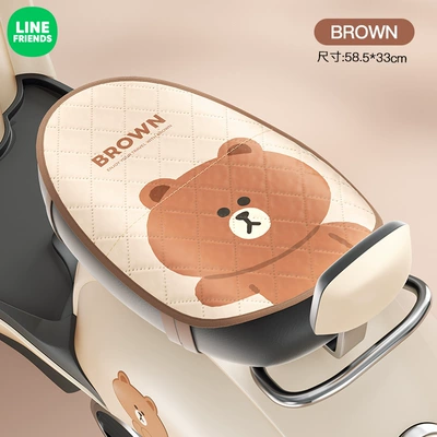 Electric car cushion and Heat Insulation, Flip-Up Seat Cushion - brown-style-thickened-sun-protection-waterproof-reversible