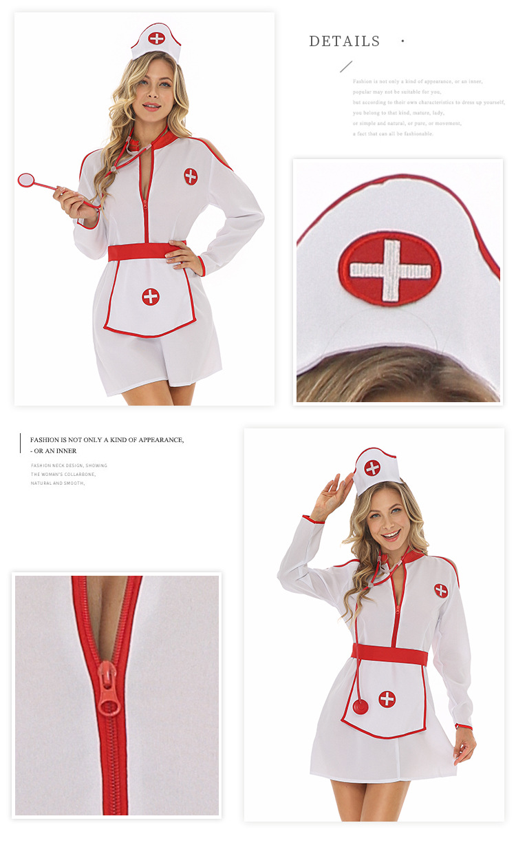 Sexy Cosplay Infirmière Uniforme Blanc Tablier Robe En Gros Nihaojewelry display picture 3