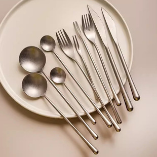 Chiba Elegant Tableware 304 Stainless Steel Cutlery, Vintage Distressed Cutlery, Nordic Export Spoon