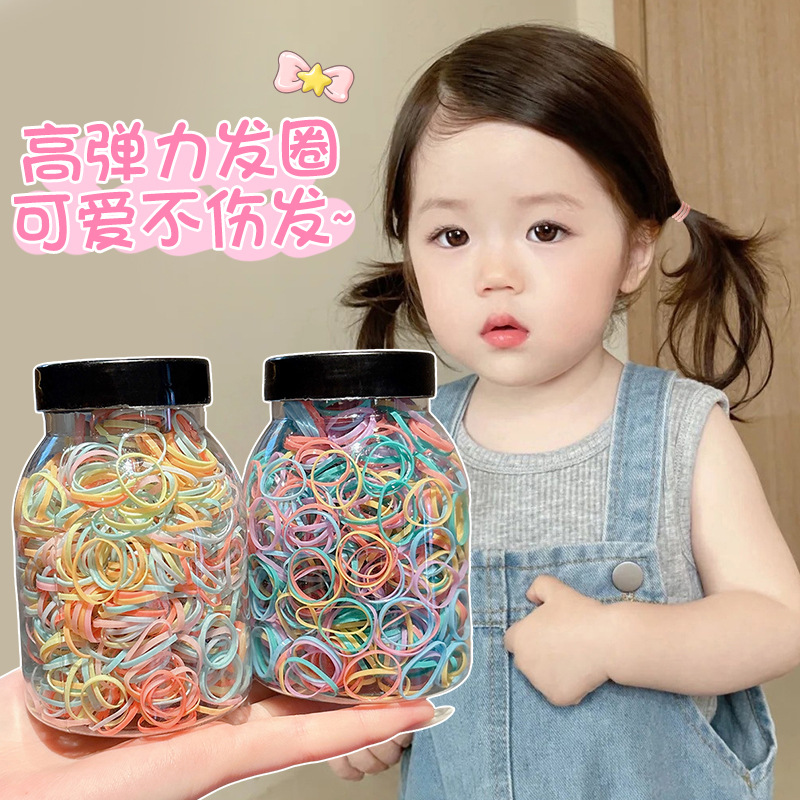 Niños desechables de alta elasticidad correa de goma negra para mujeres, cabello para niñas, anillo de cabello grueso para bebés, no lastimar el cabello elástico image 4