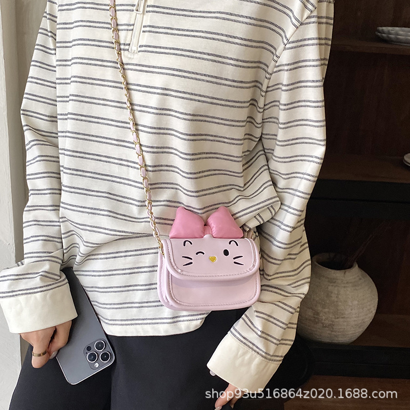 Girls' Bowknot Shoulder Bag, Children's Crossbody Bag, Trendy and Fashionable Girl's Outing Accessory Crossbody Bag