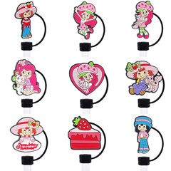 草莓女孩吸管帽可愛卡通diy創意水杯配件裝飾品防塵塞硅膠吸管套