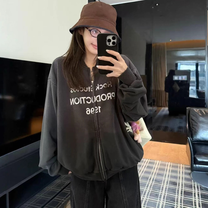 Nanyou High-End Version Acn Sweatshirt 102 Jacket, New Spring and Autumn Style, Washed and Vintage Look, Couple's Sweatshirt with Zipper