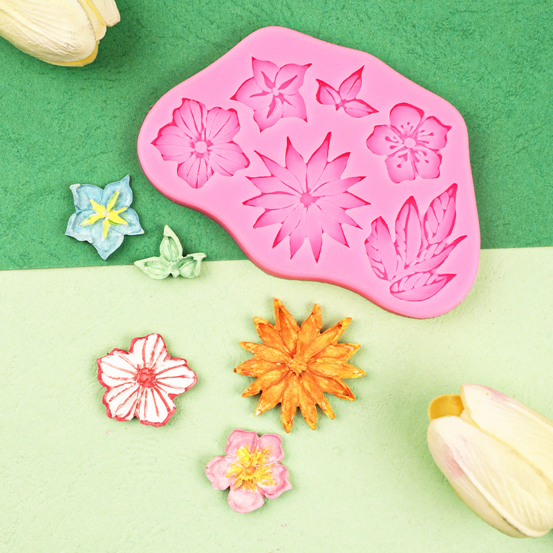 Planta hojas flores molde de silicona Lily girasol crisantemo Fondant chocolate Decoración