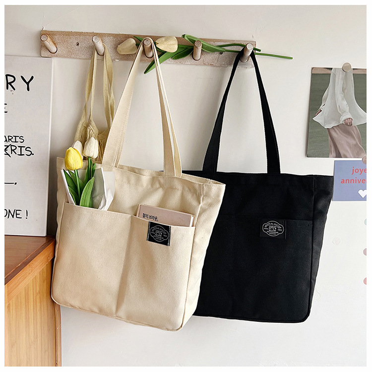 Title 25, Borsa a mano in tela stile preppy da donna, tin...