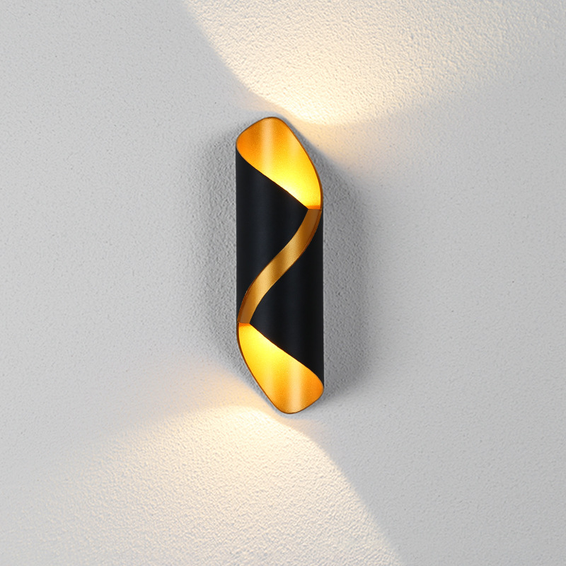 lámpara de pared led lujoso oro negro pared exterior luz de reflector exterior impermeable jardín exterior lámpara de pared lavado lámpara de pared decoración de balcón lámpara de pared