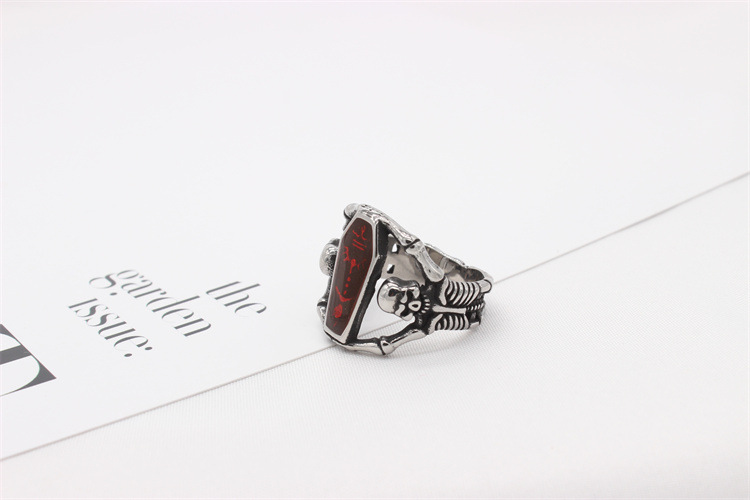 7g Weight Rings Classification Street Occasion 304 Stainless Steel Material Coffin, Skull Pattern Unisex Gender Retro, Punk Style Wholesale Jewelry Retro Punk Coffin Skull 304 Stainless Steel Rings 2