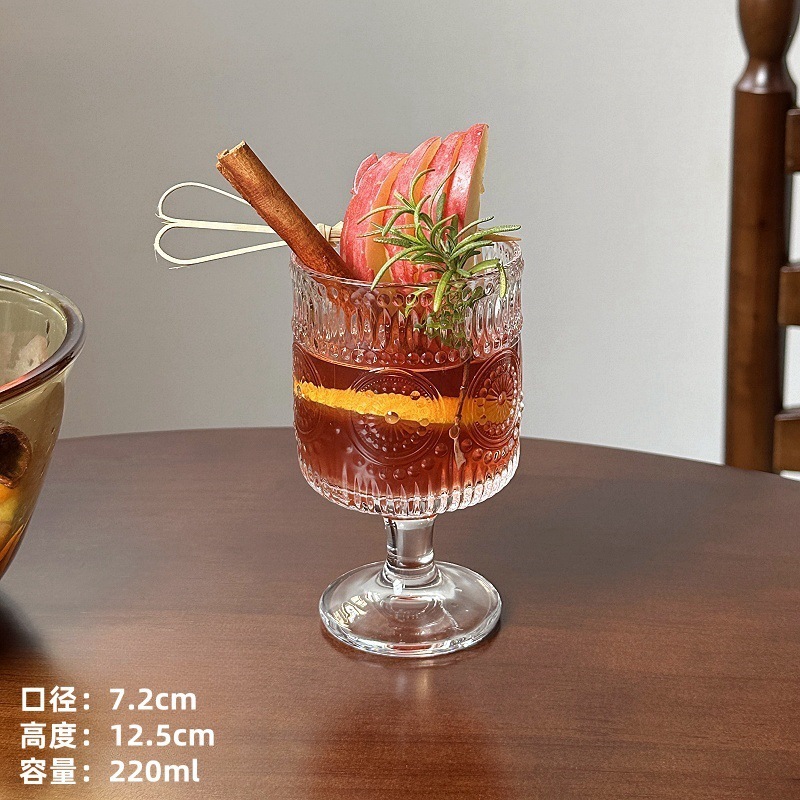 微醺热高颜值太阳花洋酒杯鸡尾酒玻璃杯子酒煮圣诞喝高脚杯红酒杯|undefined