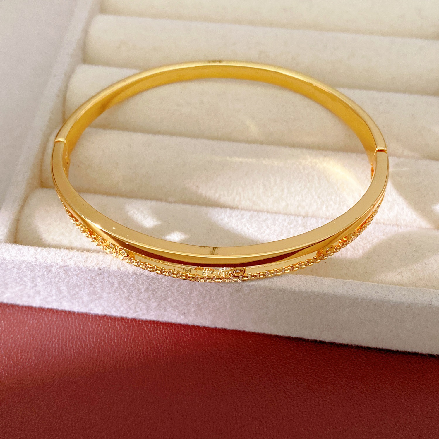 18K oro real chapado doble capa circular zircon pulsera de hebilla personalidad temperamento pulsera de moda ligera joyería de nicho