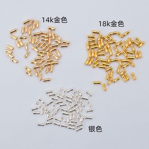 Color-preserving 18k gold-filled straight tube smooth copper tube diy bracelet millet tube separated beads making bracelet necklace beaded accessories