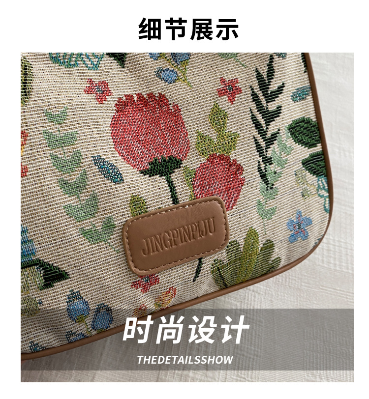 Popular fashion, simple, large-capacity printed trend 2024, fashionable patchwork canvas single-shoulder bag, small square bag, women's bag, trendy Application Scenario
