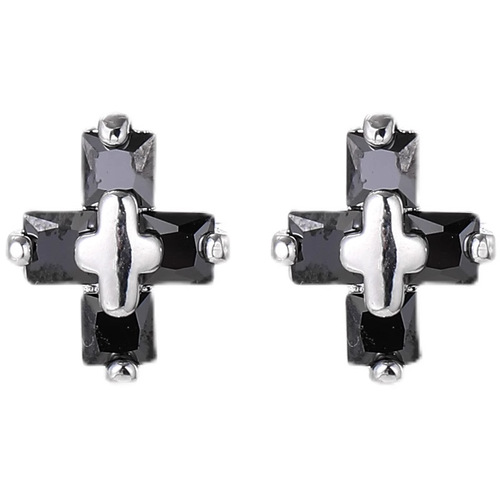 Cross pendant earrings for men, American-style ear rings, cool and stylish men's earrings, pure silver single earrings for men, light luxury American-style male earrings.