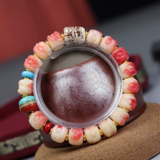 天然玉化驼骨手串雕刻瑞兽貔貅醒狮骆驼骨手链鹿角根付配件批发