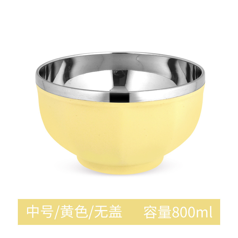 304 tazón de arroz de acero inoxidable de gran capacidad tazón de arroz kindergarten fábrica de aislamiento térmico tazón resistente a la caída de alto valor de color Estilo nórdico tazón