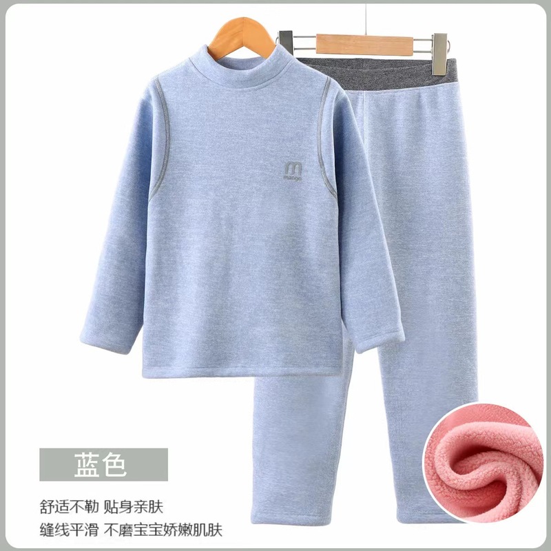 儿童保暖内衣套装奥粒绒加厚校服神器男女童中领秋衣秋裤居家服|undefined