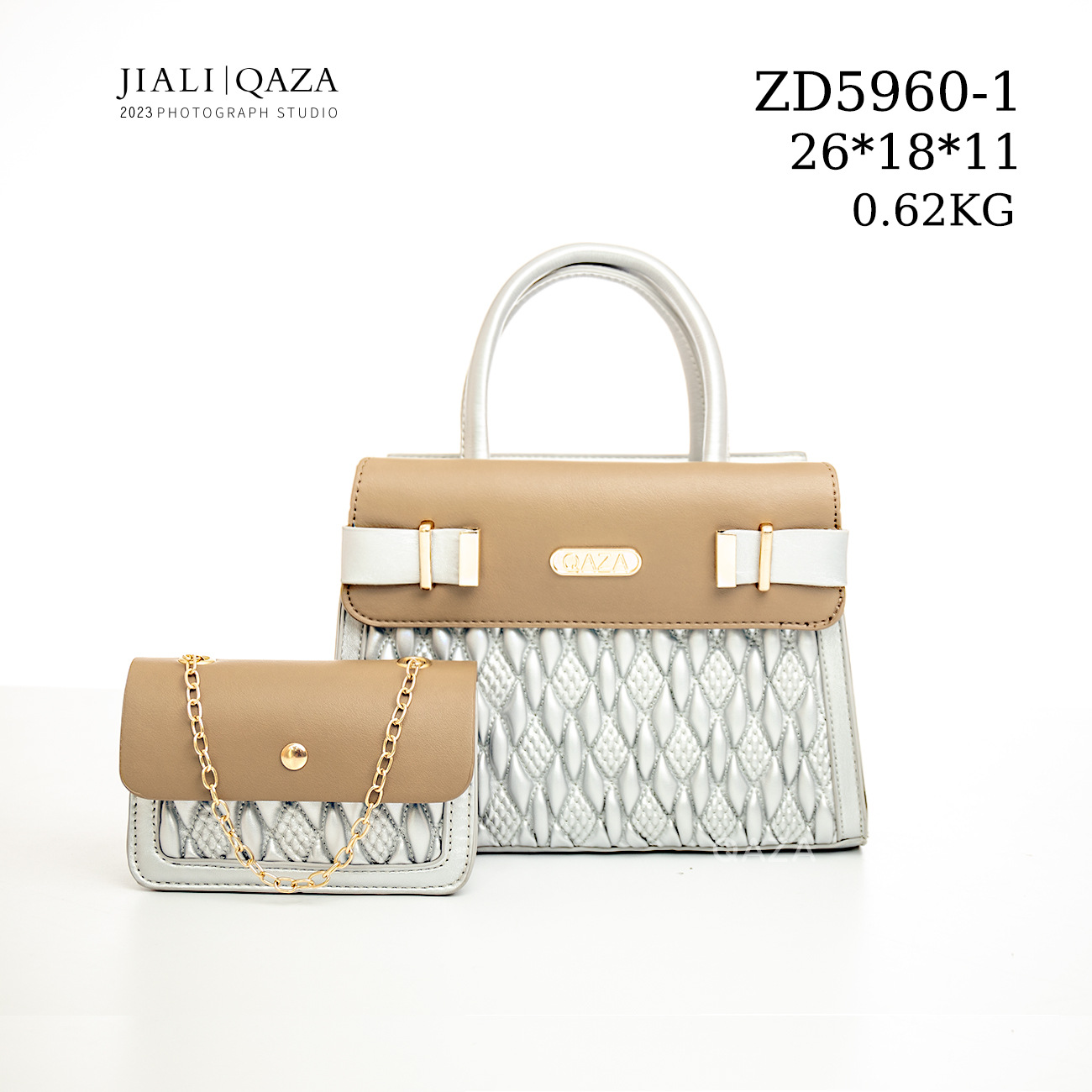 QAZA transfronterizo de gran capacidad bolso de mano para las mujeres 2023 nueva moda de cuero PU bolso de las mujeres de dos piezas conjunto