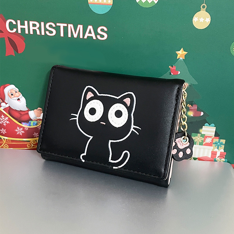 Amazon Cross-border Hot Selling Genuine Leather 30% Fold Cartoon Women's Wallet Top Layer Cowhide Multi-card Card Holder Coin Purse