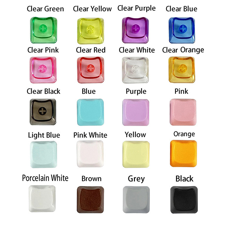 PC material fully transparent 1.6mm cross chrysanthemum cat head diy personality mechanical keyboard multi-color transparent transparent key cap
