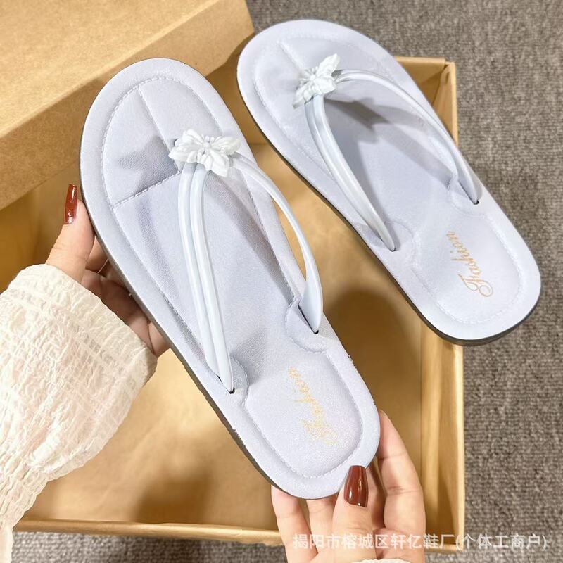 Summer Hot-Selling Simple Solid Color Cross-Pattern Flip-Flops, Versatile, Non-Slip, Wear-Resistant, Soft-Soled, Fashionable Beach Flip-Flops