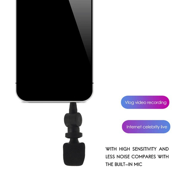 Telefone móvel, microfone pequeno para transmissão ao vivo