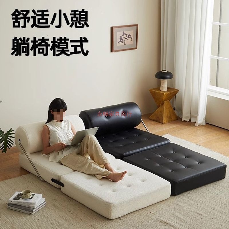 一人用タジソファベッド生地リビングルーム怠惰な人が横たわって眠るためのシングル小さなアパートシンプルでモダンな豆腐ブロック折りたたみ|undefined