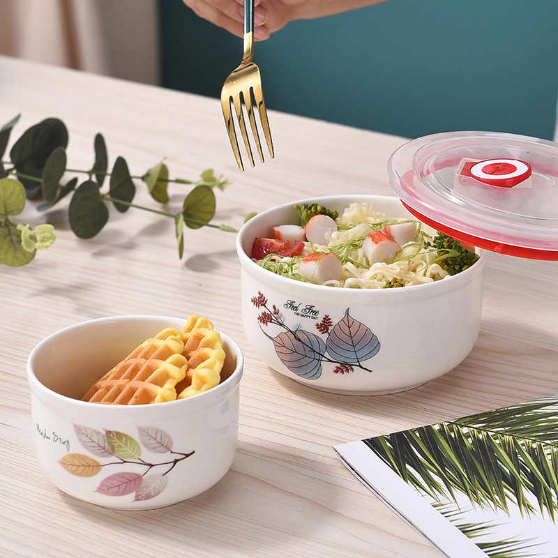 [Muchos estilos] Tazón de cerámica para conservación fresca, lonchera, horno microondas, caja bento con tapa, refrigerador, tazón sellado, trabajador de oficina
