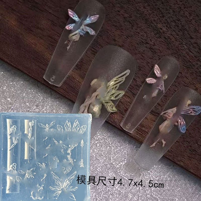 Molde de manicura amor arco en relieve flor ornamentos molde abrasivo alta permeabilidad estereoscópica DIY decoración molde de silicona