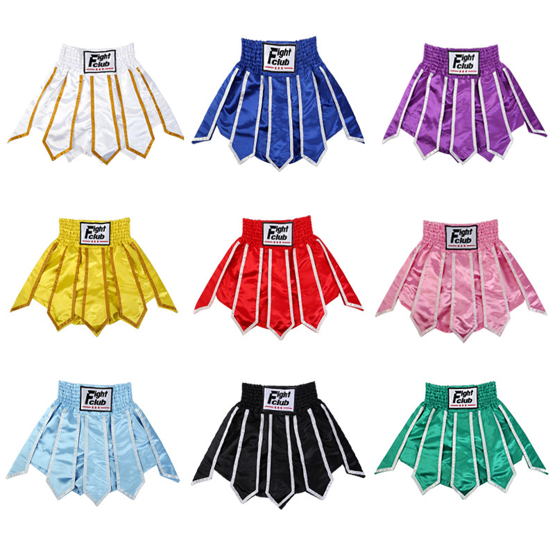 Custom Boxing Shorts with Ribbon Style Muay Thai Shorts Competition Training Kickboxing Sanda Mixed Martial Arts Fighting Shorts Lotus