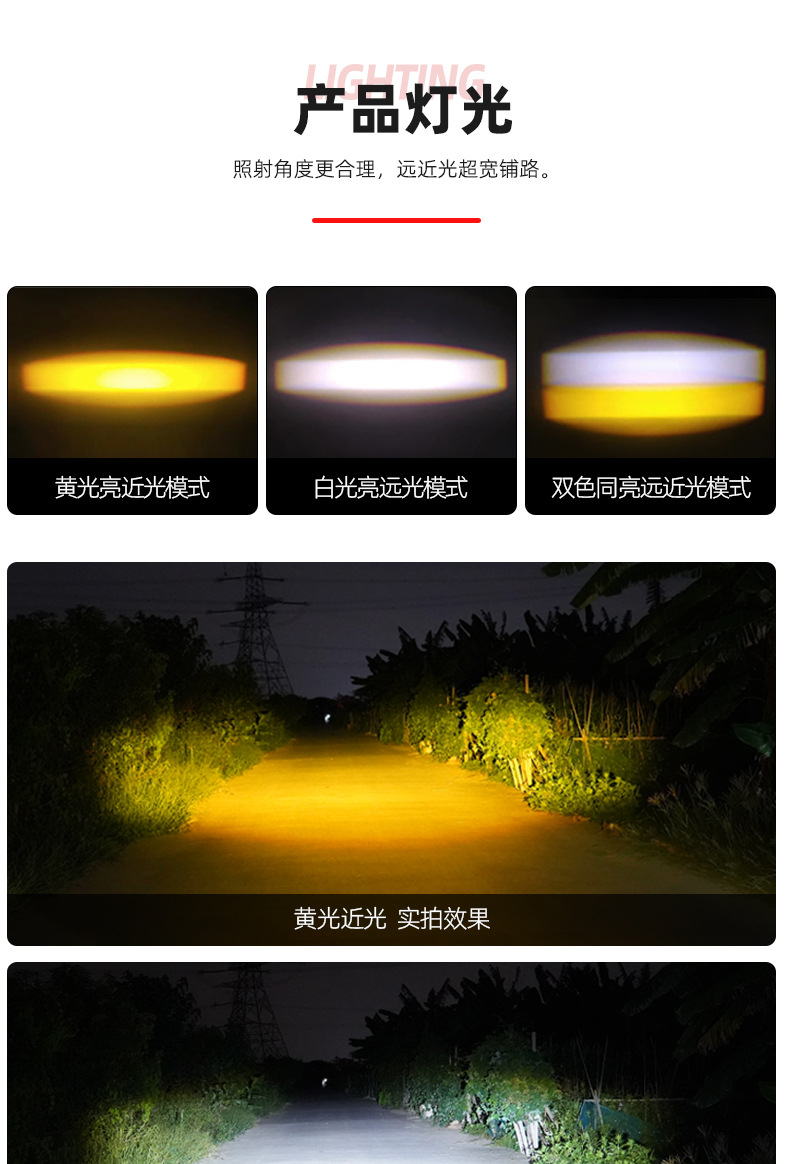 Car Led Spotlight Low Voltage Motorcycle Spotlight High Beam Large Lens Super Bright Spotlight Truck Off-Road Vehicle Headlight