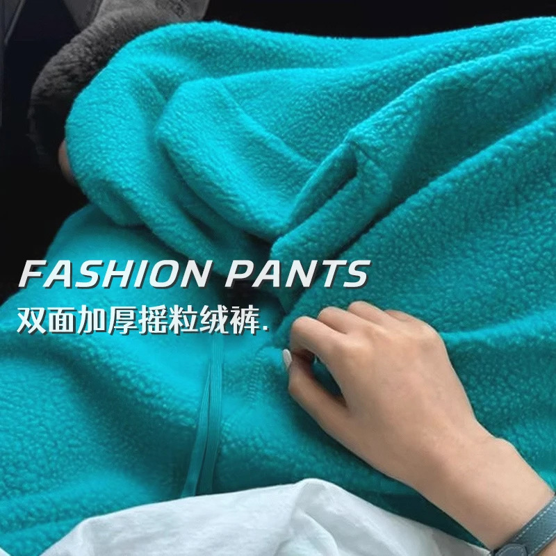 Fleece Sports Pants Women's Legs Autumn and Winter Thickened High Waist Dapdown Casual Wide Leg Cotton Pants Small fleece-lined Sweatpants