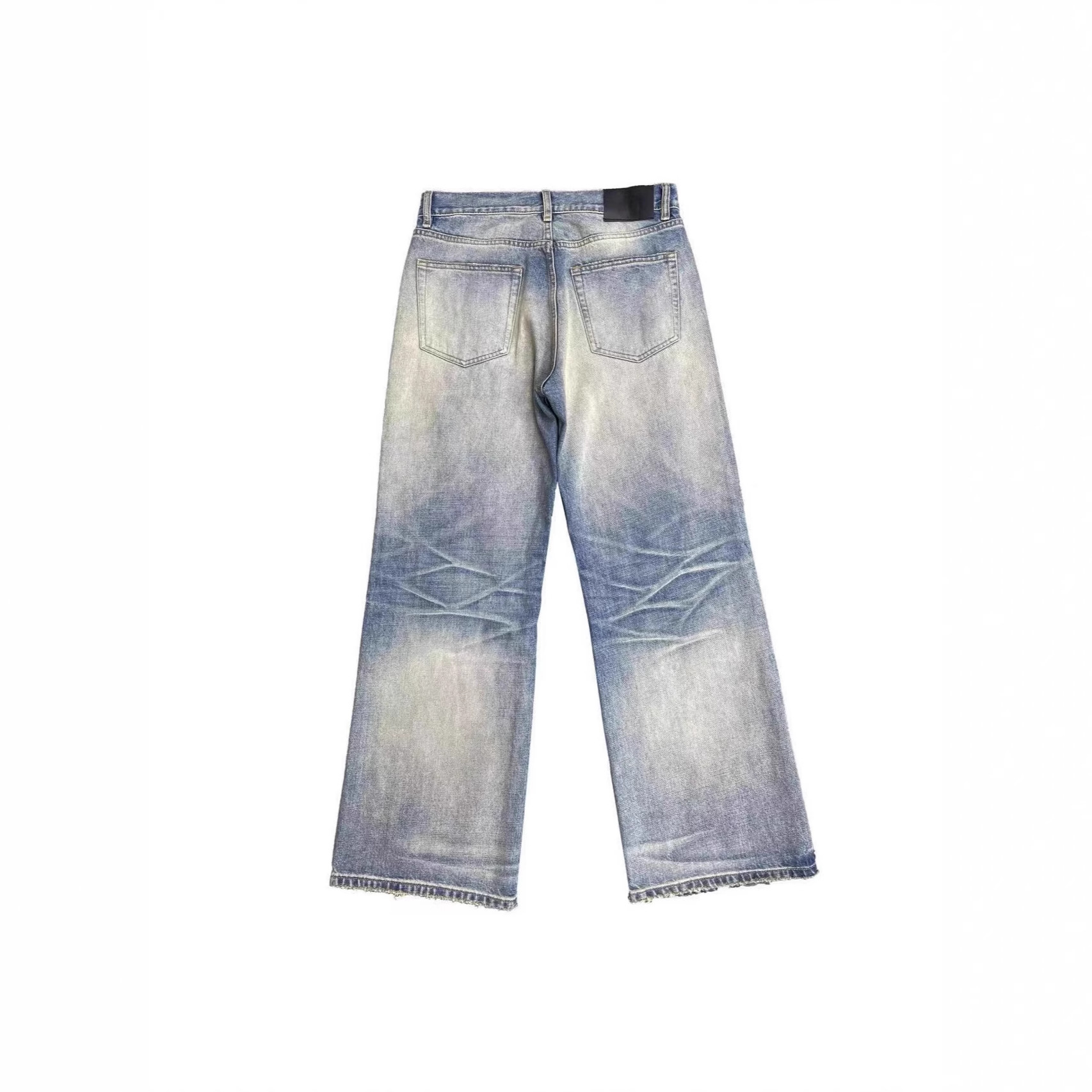 Jeans da uomo YYJ 25SS Bull King Series 05, modello a trapezio, blu slavato, vestibilità comoda e dritta, pantaloni in denim Cleanfit._voghion.com