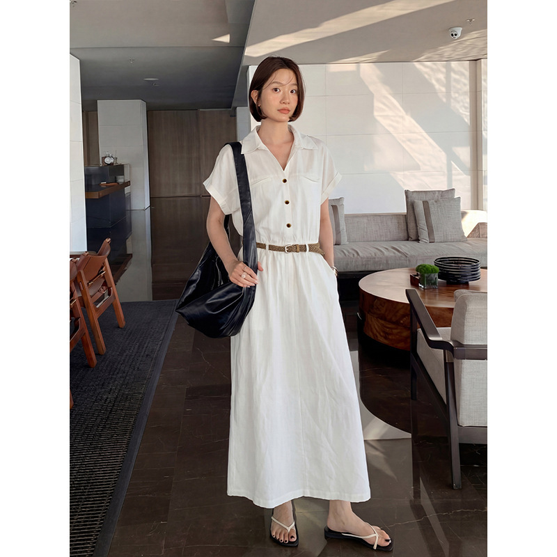 The Mind Tencel Linen V-Neck Waist-Cinching Dress 2026 Summer Fashion Casual Jumpsuit T6322X