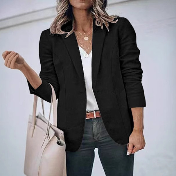 Amazon Cross-Border Foreign Trade Plus Size Women's Popular Solid Color Fashion Casual Long-Sleeved Suit Jacket Cardigan Small Suit