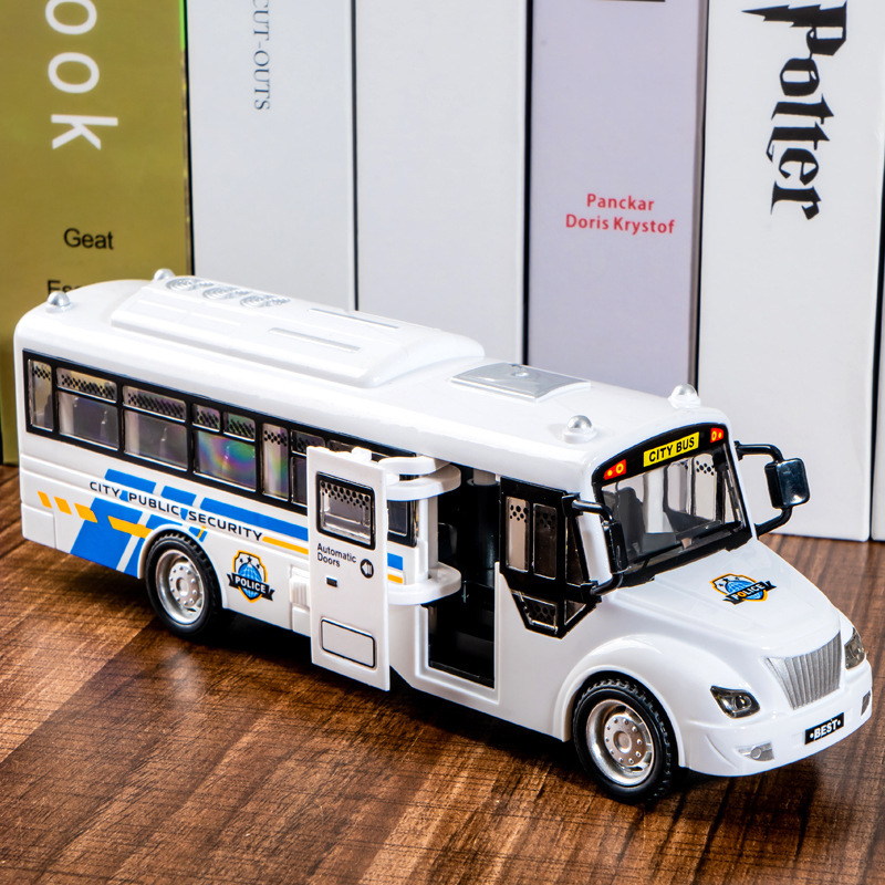 儿童双惯性滑行玩具车声光公交车公共客车校园巴士车模型地摊批发