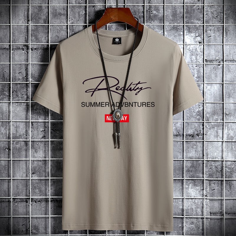 Wholesale Summer Short-sleeved T-shirt Men's Loose Large Size T-shirt Round Neck Cool Trendy Half-sleeved Youth Base Shirt Top