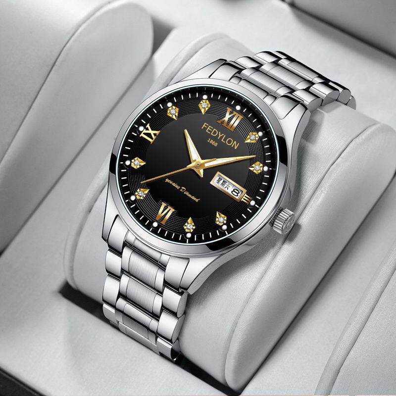 Vertiron Swiss Watch Men's Non-mechanical Watch Diamond Luminous Automatic Quartz Watch Waterproof Gold-plated Wrist Watch