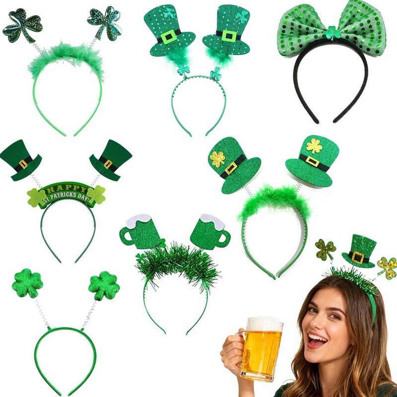 Cross-border Irish Day Clover Headband St. Patrick's Day Feather Sequin Green Hairband Party Headpiece Cross-border Irish Day Clover Headband St. Patrick's Day Feather Sequin Green Hairband Party Headpiece