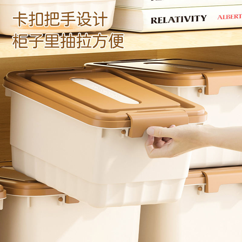 可定制LOGO桌面收纳盒家用卧室衣柜PP储物箱杂物零食奶油风收纳箱|undefined