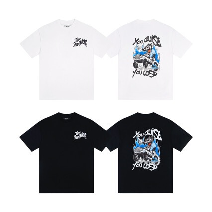 26 Spring and Summer New Style Trapstar Trendy Crazy Truck Print Pattern Loose-Fitting Youth Men's Short-Sleeved T-Shirt