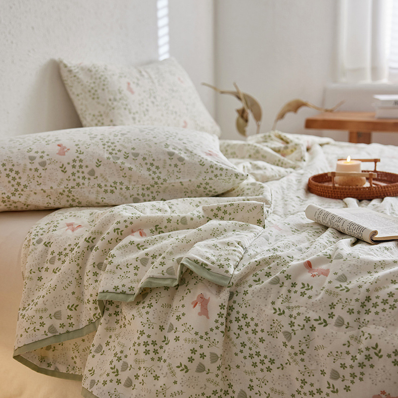 Cartoon Double A Class 100% Cotton Double Layer Sheet Summer Cooling Blanket Air Conditioning Blanket Set of 3 Washable Thin Sheet