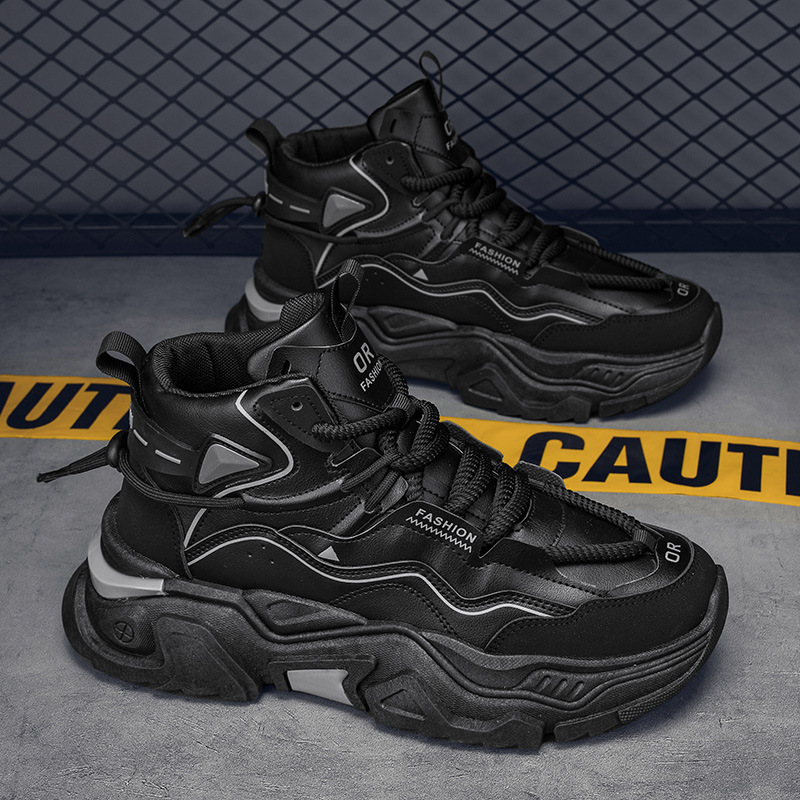 男性のファッション靴のネットの赤い爆発の小さい大衆の設計の復古の低い組の厚い底はおじさんの靴のファッションの男性の旭恒工場を高く上げます。