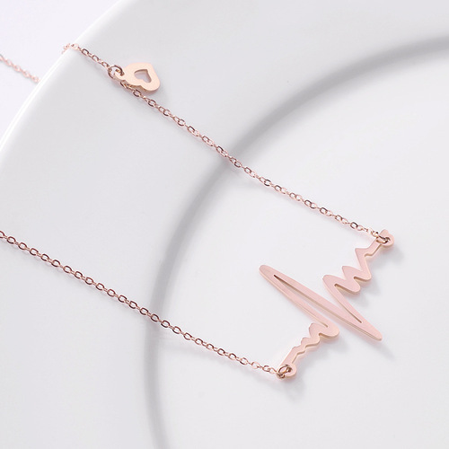 ECG Love Short Pendant Necklace Personality Simple and Versatile Clavicle Chain Women's Fashionable Temperament Necklace Women's Accessories
