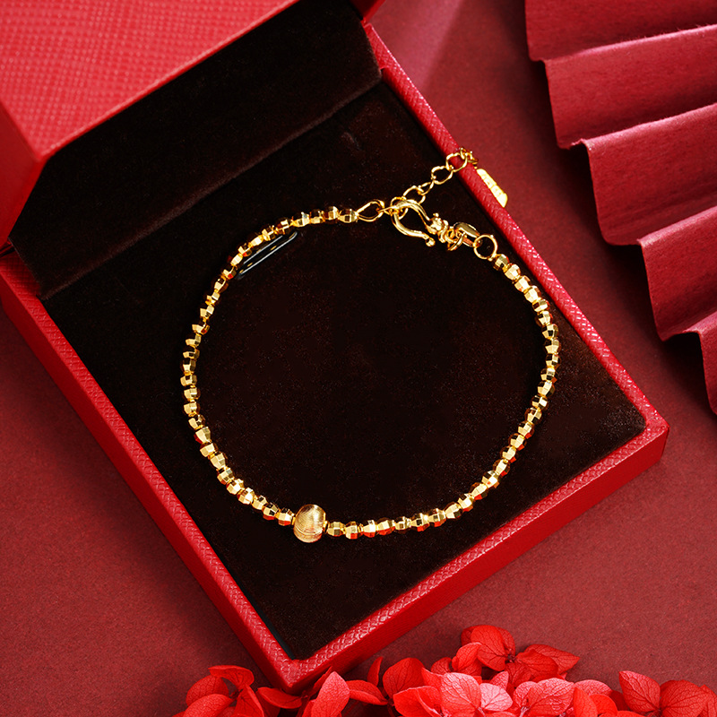 Nueva pulsera de oro antiguo estilo chino de alto nivel de sensación Fu marca de plata destrozada pulsera de bolas de plata no se desvanecerá joyas