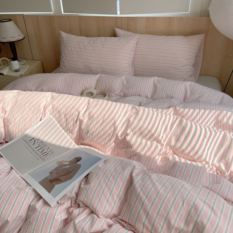 Cama de lavado de algodón de clase A, cuatro piezas de sábanas de algodón de lavado, colchón de cama, dormitorio de estudiantes, tres piezas de cuatro temporadas