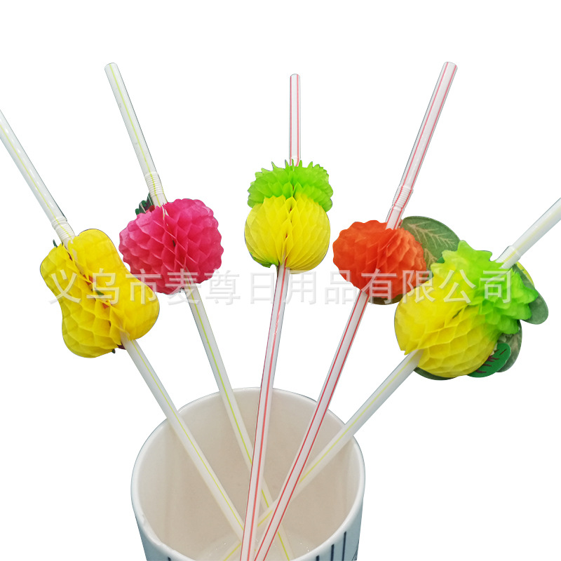 Desechable partido creativo plástico paja postre Mesa bebida Decoración fruta panal Flamingo piña paja