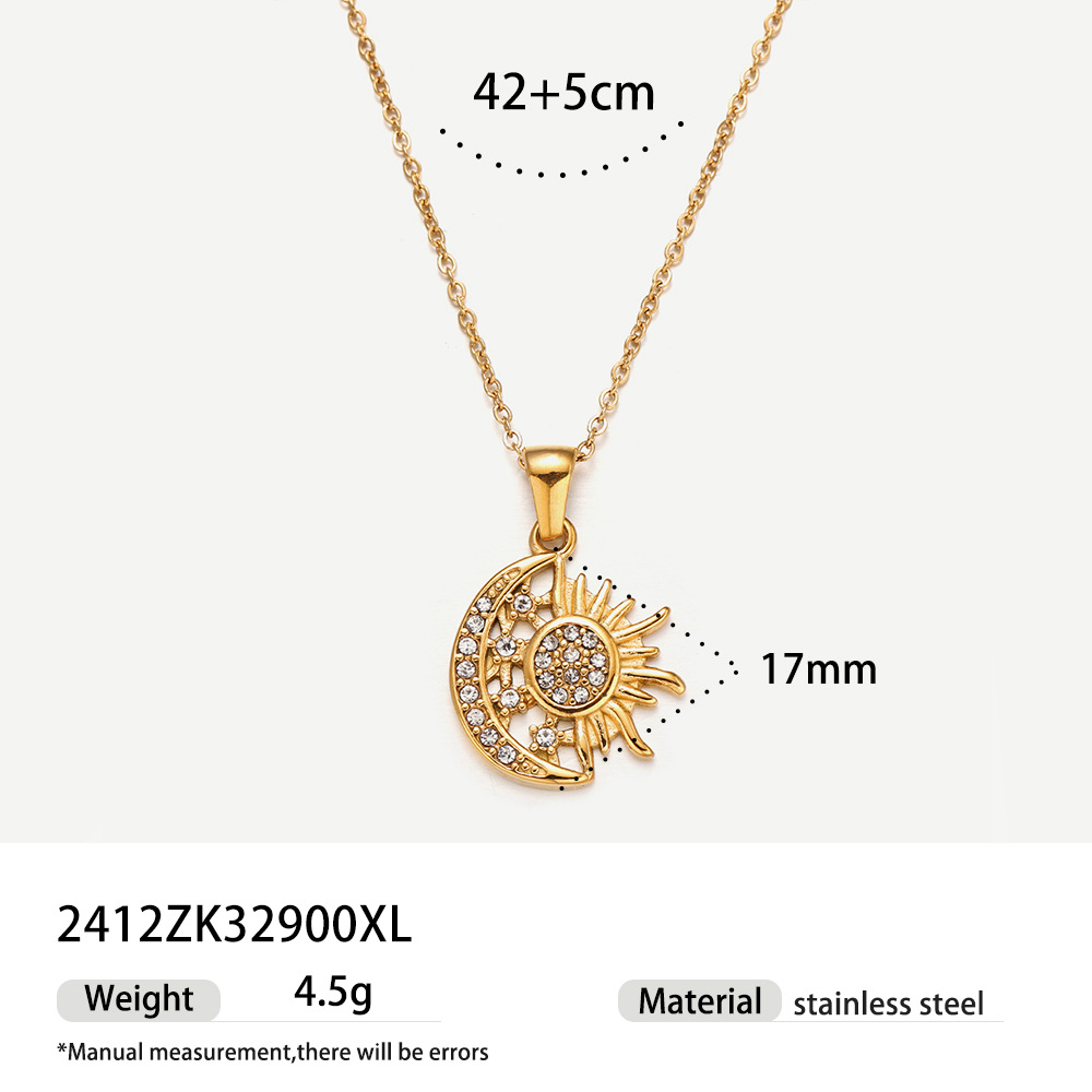 Tina Luna transfronteriza Sol Diamante Collar de diamantes 18K acero inoxidable chapado en oro no decolor joyería de acero titanio