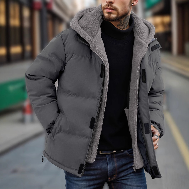 Men's Winter Jacket Heavyweight Quilted Coat Men's Ski Thickened Windproof Down Jacket Men's Fake 2 Pieces Cotton Coat