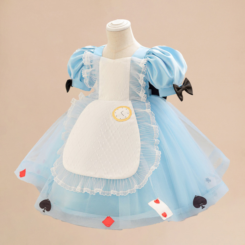 Amazon nuevo bebé cumpleaños vestido de fiesta de baño de encaje de malla de costura Lolita Pong vestido de princesa